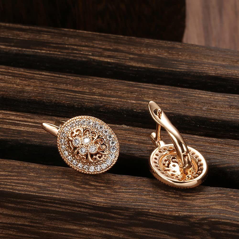 Rose  Latest Fancy Stylish Copper Zircon Bali Earrings for Women and Girls