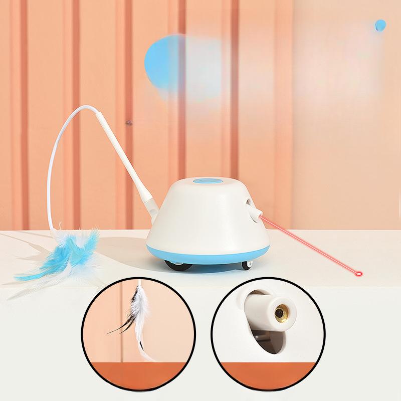 Brinquedo elétrico para gatos de estimação, vara de pesca com penas, infravermelho, engraçado, alívio automático, plataforma giratória para gatos, brinquedo para gatos