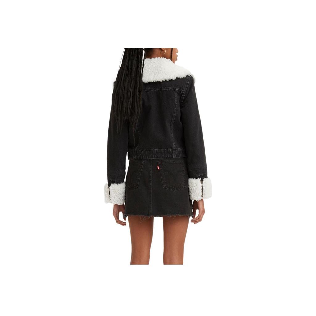 Levi's Women's Eco Shearling Collar Denim Jacket Black A3487-0003