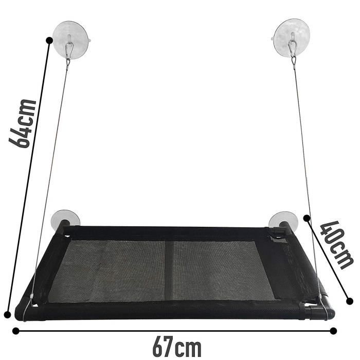 Hamac pour chat - mausblick - lit de fenêtre - plastique - noir - 62 x 11,2 x 8,2 cm