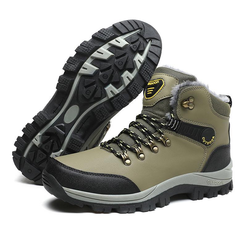 Winter large size velvet thickened warm snow boots outdoor sports men's high-top Northeast large cotton shoes