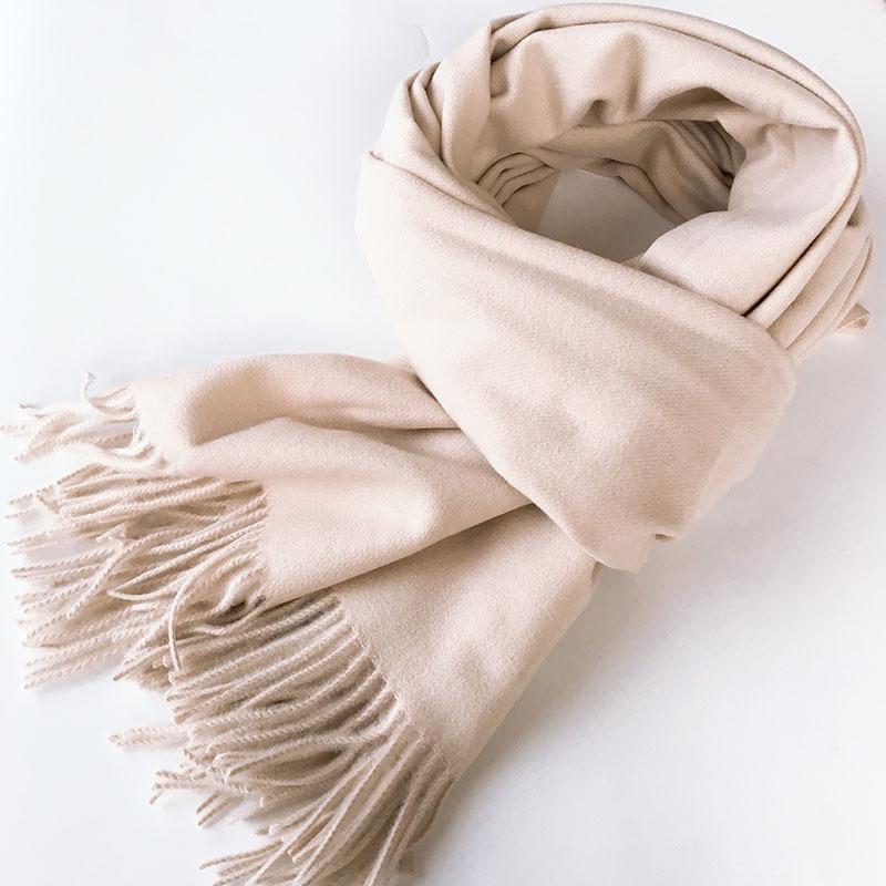 

Осенне-зимний утолщенный теплый корейский шаль женский бахромчатый шелковый шарф имитация кашемира универсальный однотонный шарф