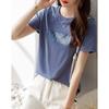 Demana Women's Rose Print Short Sleeve Knit T-Shirt