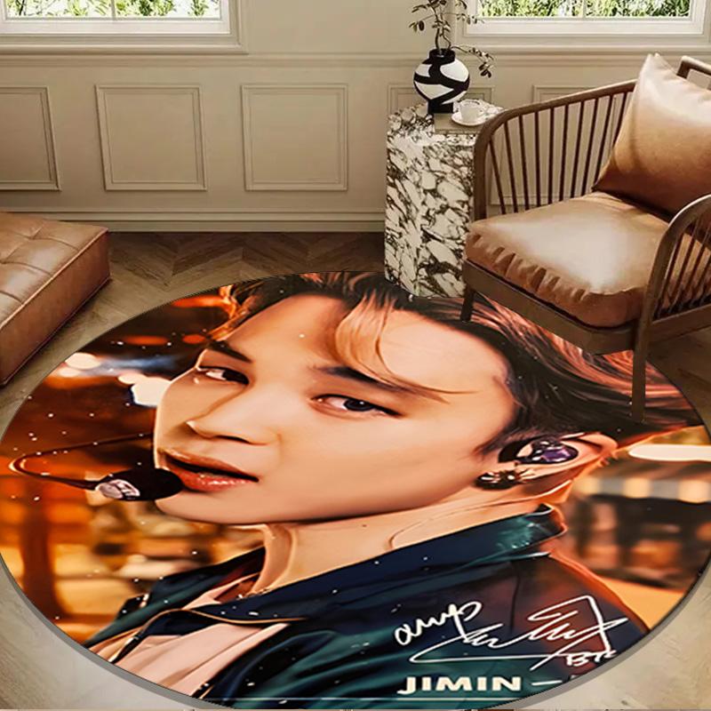 K-pop Music Group Round Rug for Livingroom,Bedroom, Palyroom, Chair Rug, Area Rug, Circle Carpet, Large Size Fan Christmas Gift