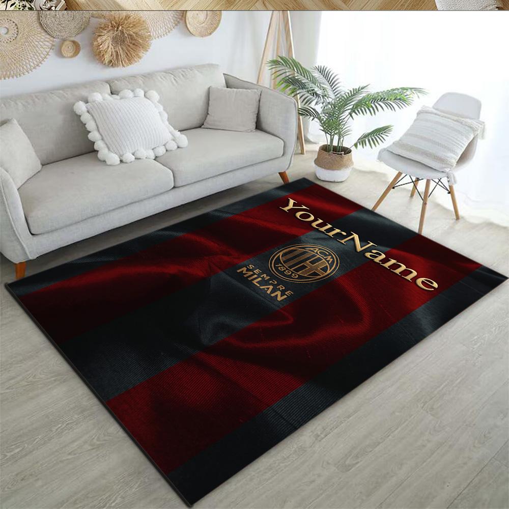 Ac Milan Customizable Name Floor Mat Suitable for Game Room Foyer Dormitory Dining Room Anti-slip Rug Decorate Offices