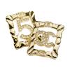 CHANEL [24A New Product] Double C shape square metal earrings women's gold
