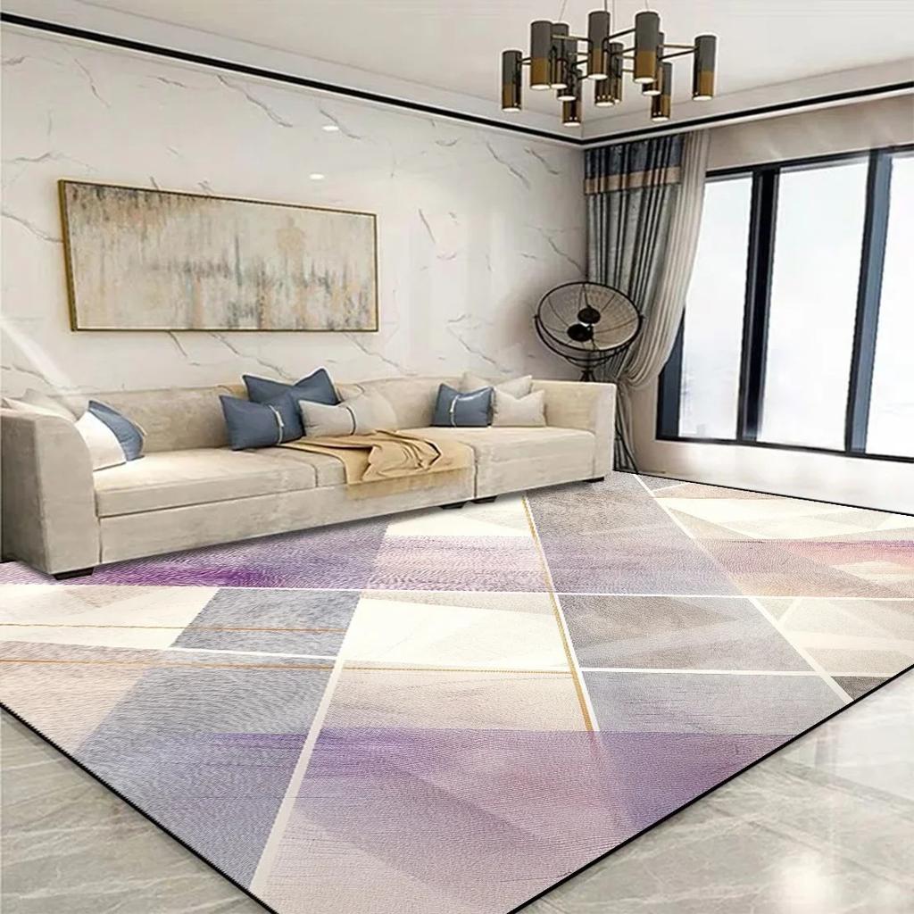 Tappeto Geometrico Dorato Chic Tappeto Moderno Elegante per Soggiorno Area Spaziosa Tappetino Morbido Antiscivolo Decorazione Divano per Camera da Letto