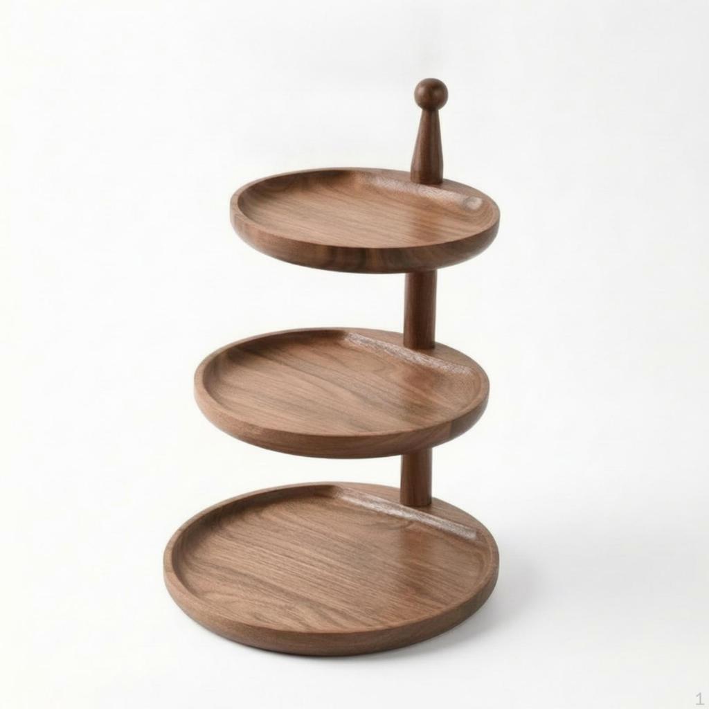 Wooden Organizer with Trays Round Tiered Tray for Dresser, Entryway, Vanity