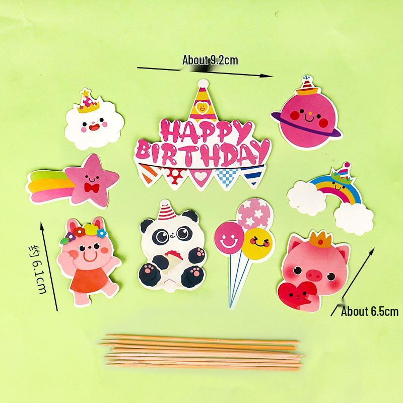 Sushi Cartoon Cupcake Toppers & Ice Cream Flag Picks for Happy Birthday Desserts