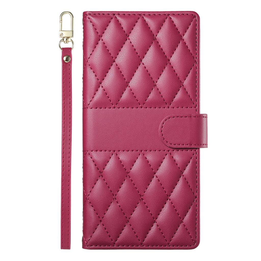 For Samsung Galaxy A15 5G/4G Case Rhombus Stitching Wallet Stand Leather Phone Cover with Long/Short Strap