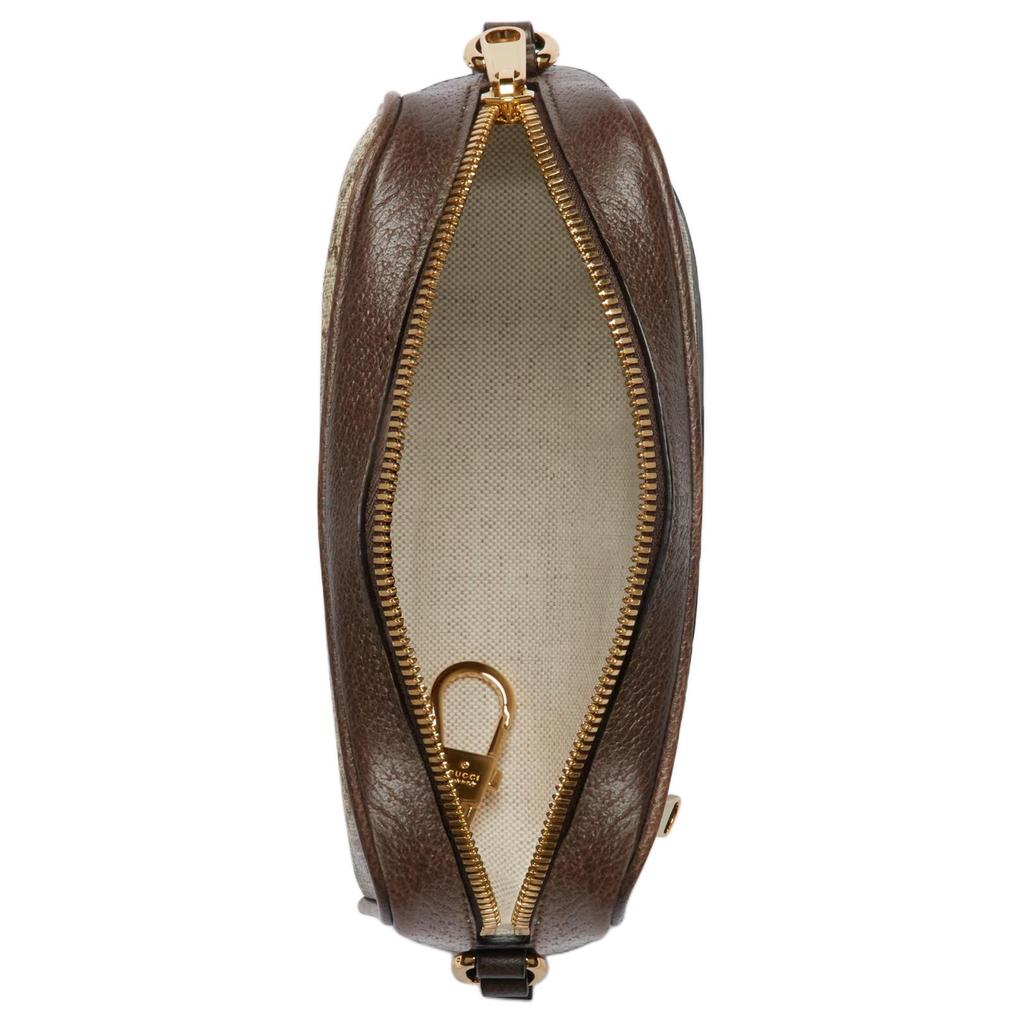 Gucci Ophidia Monogram Double G Pattern Zipper Closure Canvas And Leather Trim Crossbody Bag Women Bags Beige Brown 772311-K9GSG-8367