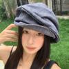 Japanese Denim Beret Cloth Pleated Painter Hat Vintage Octagonal Cap  Outdoor