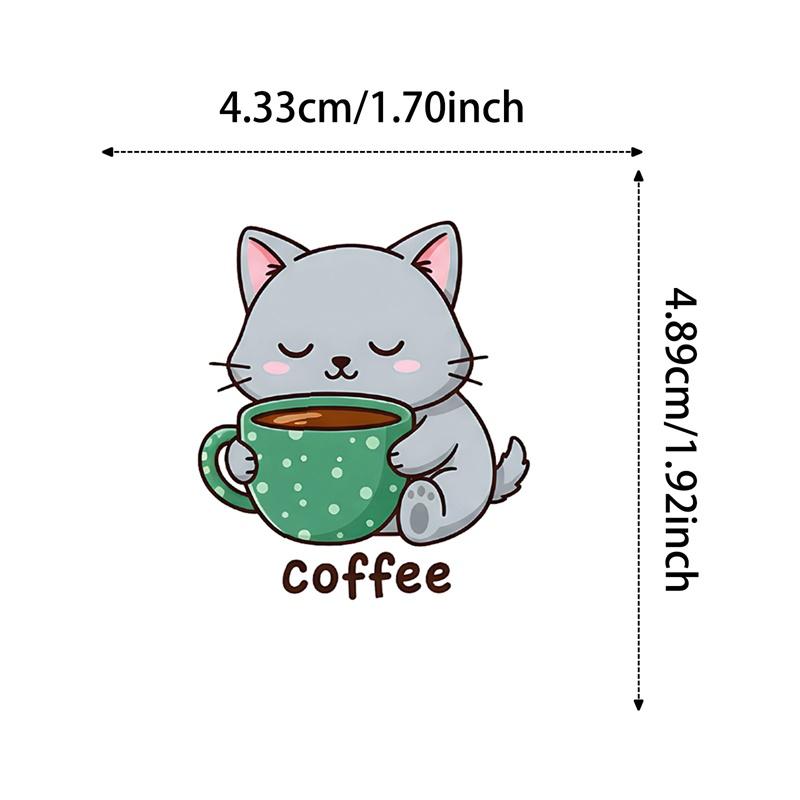 56PCS Animal Coffee PVC Sticky Sticker Aesthetic DIY Colored Decoration Scrapbooking Hand Accounting Supplies for Kids