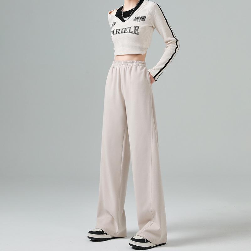 Sport Pants for Women In Spring and Autumn New Chinese Cotton Super Soft Wide-leg Pants Loose Straight Slim Casual Pants