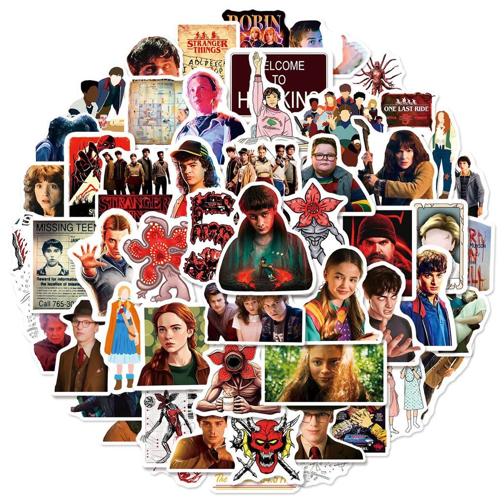 54 Stück Vintage Graffiti Sticker Pack, Wasserdichte Monster TV Serie Aufkleber für Laptop Handyhülle Gepäck, Mystery Cartoon Aufkleber