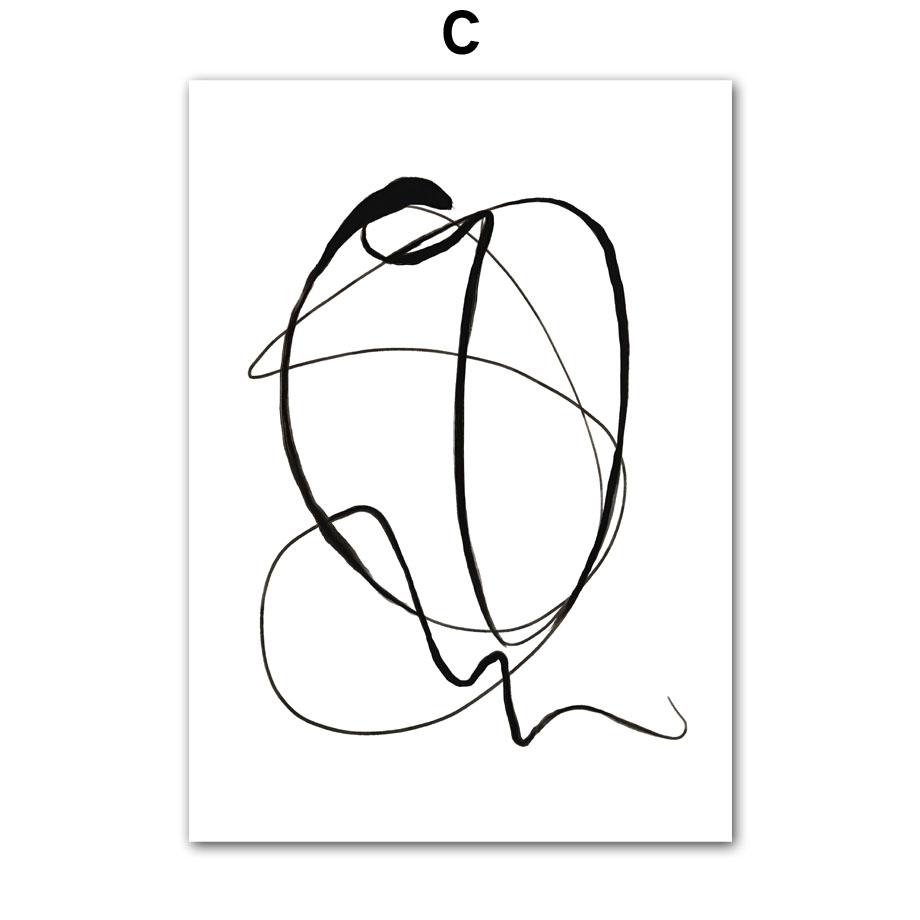 Black Lines Drawing Girl Body Rainbow Abstract Posters Prints Wall Art Canvas Painting Hotel Bar Pictures For Living Room Decor