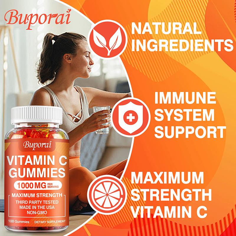 Vitamin-C-Gummibärchen sind rein natürlich, stärken das Immunsystem und replenishen Kollagen.; geeignet für Männer und Frauen.