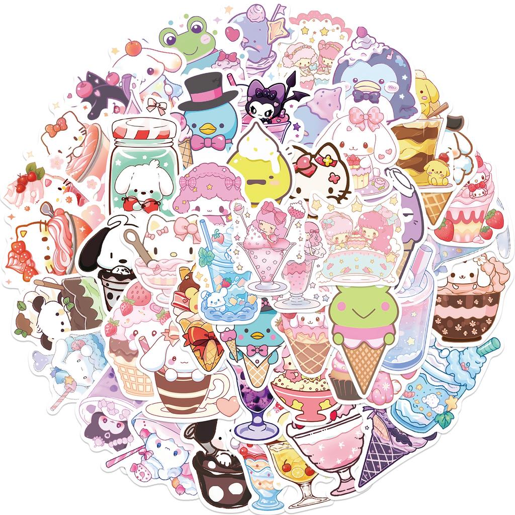 50 Cartoon Animals Family Ice Cream Style Graffiti Stickers Guitar Notebook Suitcase DIY Waterproof Stickers