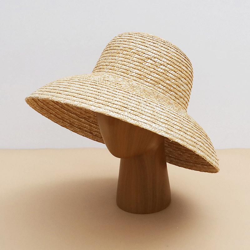 Summer Large-Brimmed Straw Hat Female Retro Dome Straw Big Head Circumference Seaside Beach Sun Hat UV Protection