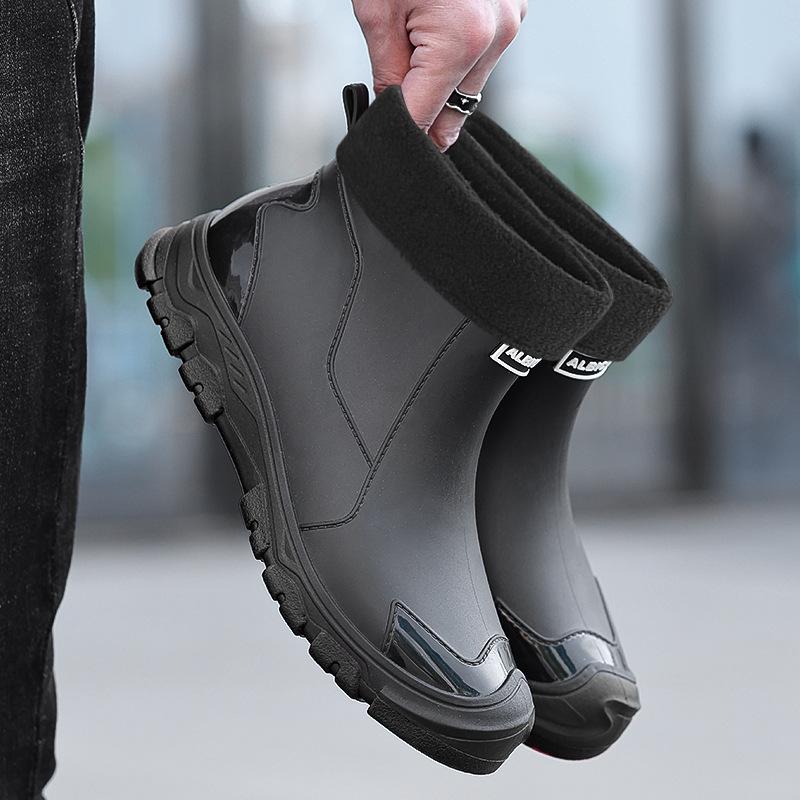 Environmental Protection Material Men's and Women's Rain Shoes Outdoor Short Water Shoes Men's Flat-bottomed Warm Rain Boots Women's