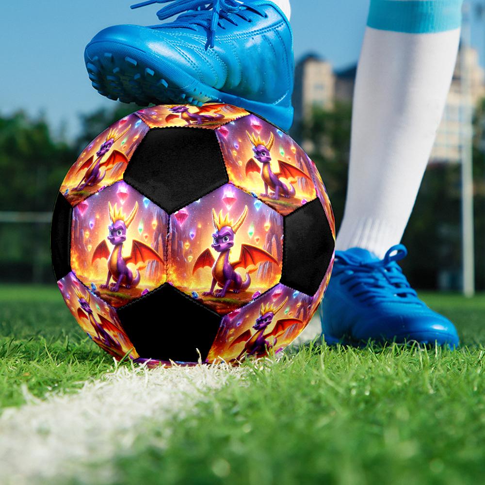 Spyro the Dragon Indoor Soccer Ball Colorful Machine Stitched PVC Size 5 Team Training Competition Ready Durable High-Bounce Cool Sports Gift