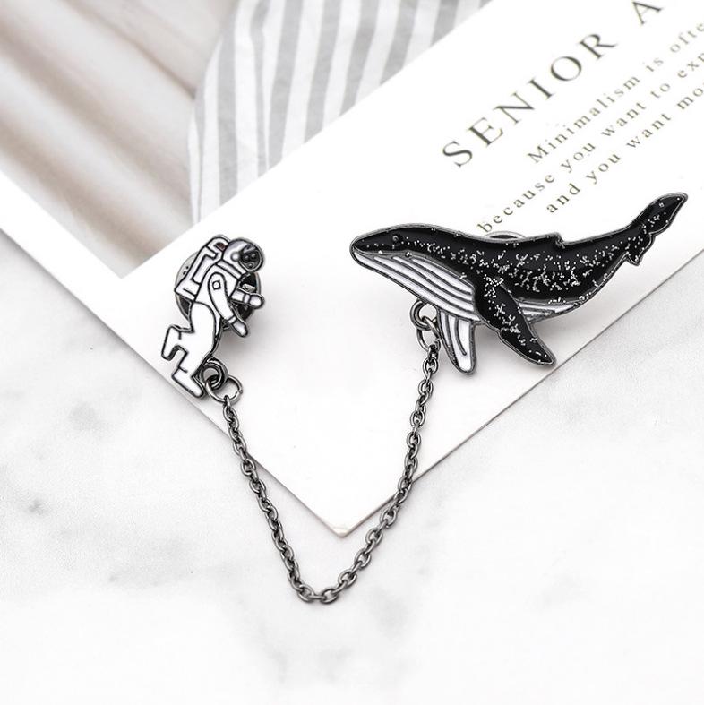 Trendy Astronaut Dolphin Brooch - European & American Fashion Jewelry