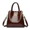 Women's Bag New Patent Leather Shoulder Bag Women's Middle Mother Bag Crocodile Pattern Handbag Women
