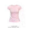American front shoulder slim trendy top women's design sense niche new summer solid color fashion short-sleeved t-shirt