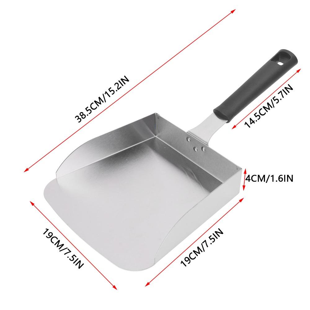 Food Mover Stainless Steel Griddle Scoop Large Heavy Duty Food Shovel Beveled Edges with Handle Griddle Spatula Stir Fry