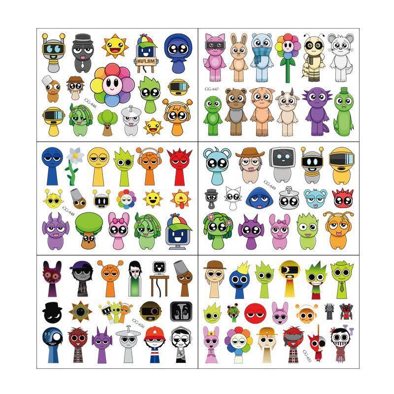 Ritmische Tattoostickers Muziekstickers Cartoon Wateroverdracht Print Waterdichte Tattoos Schattige Patroonstickers beige