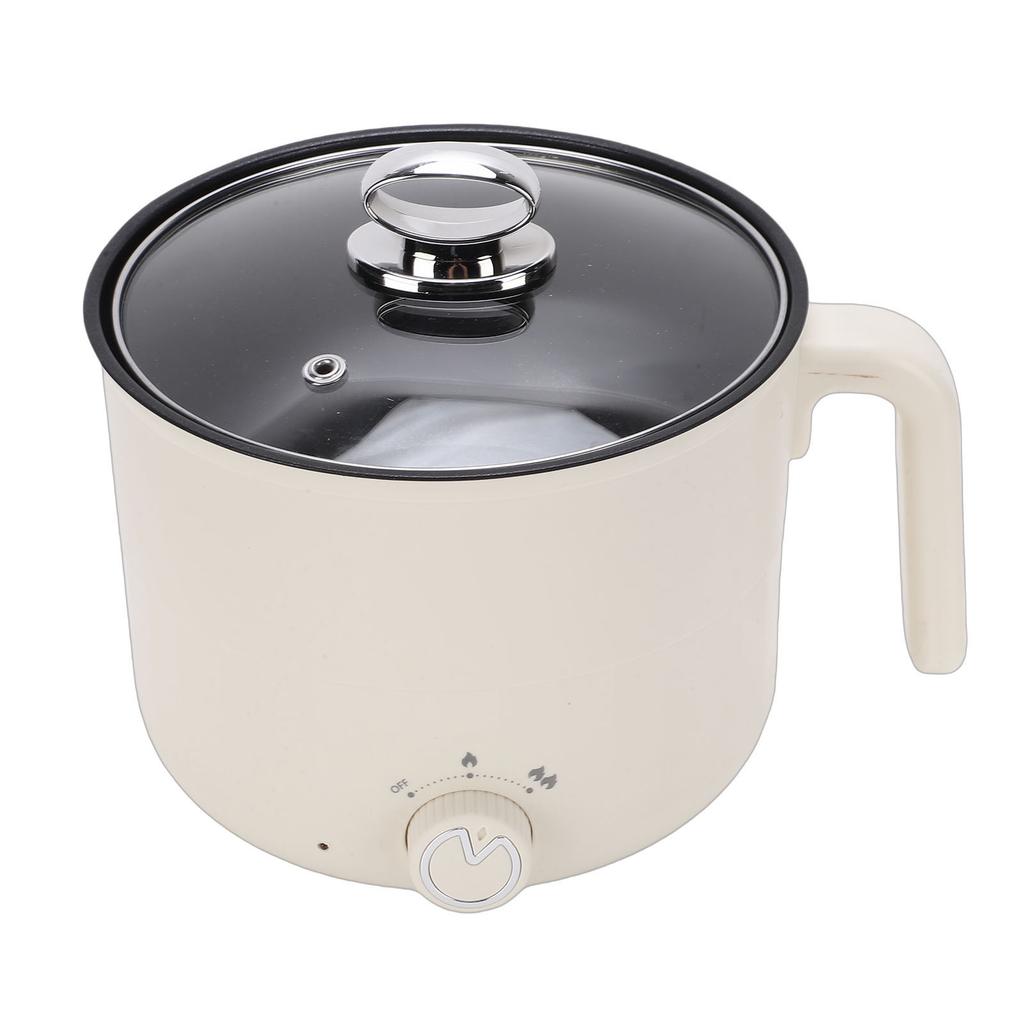 Electric Hot Pot with Steaming Basket Portable Multifunctional Cooking Pot for Ramen Noodles Pasta Egg Soup Oatmeal 304