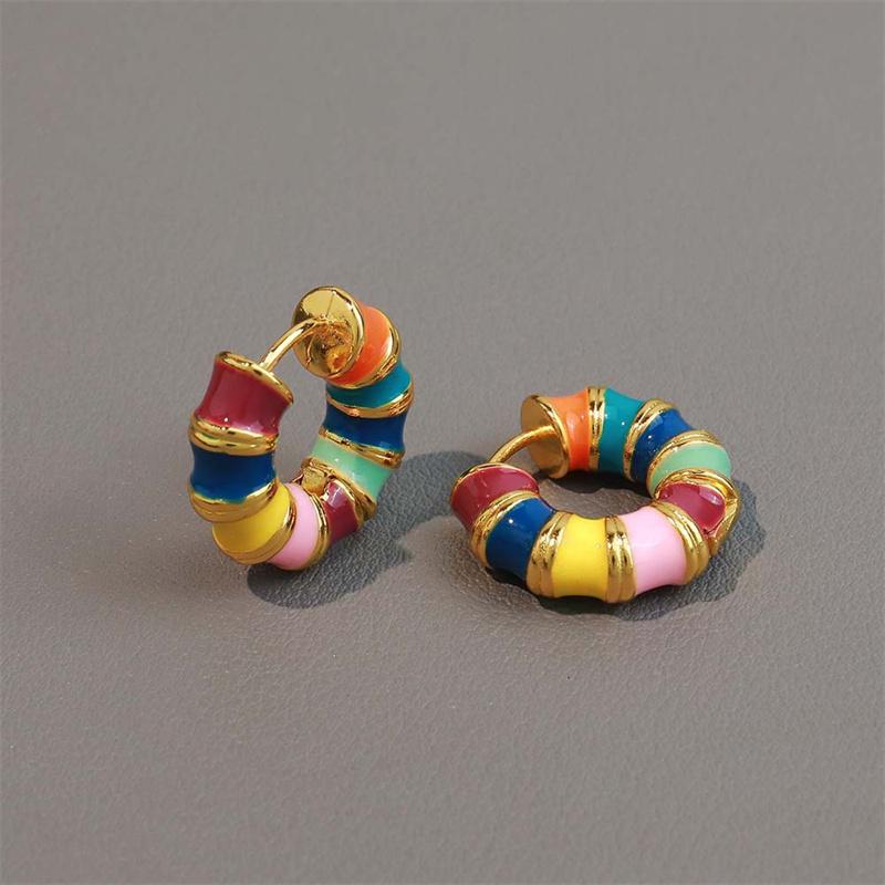 Французские Романтические Ретро Эмалированные Круглые Золотого Цвета Серьги-Кольца Новые Серьги-Кольца для Женской Моды Роскошные Украшения
