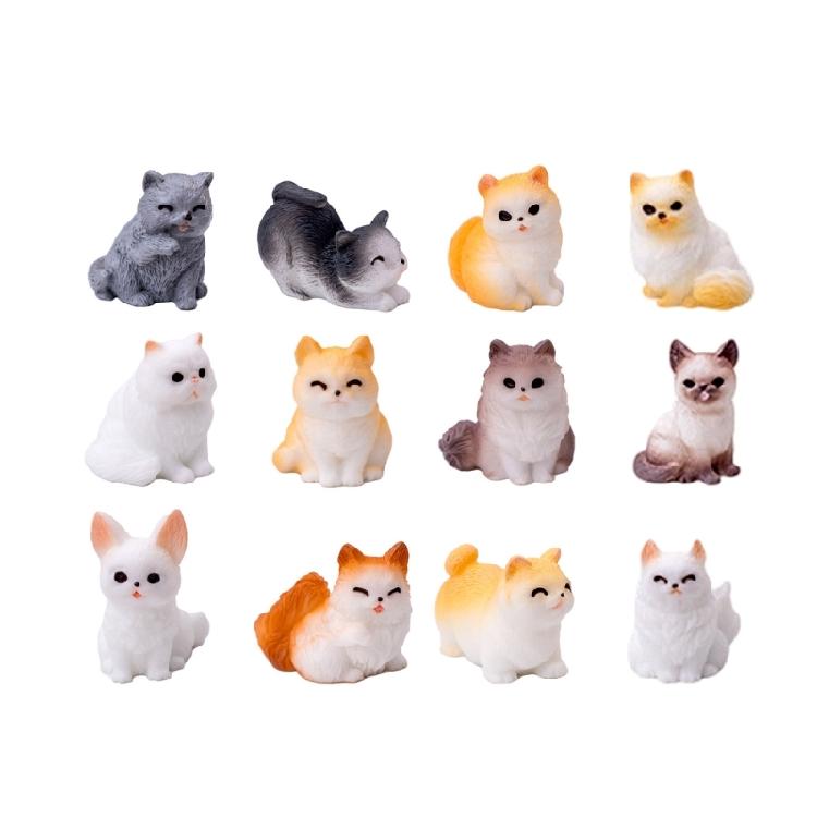 12pcs Detail Cats Model Figure Child Safe Decorative Figurine For Miniature Scene Display And Collector Doll House Props