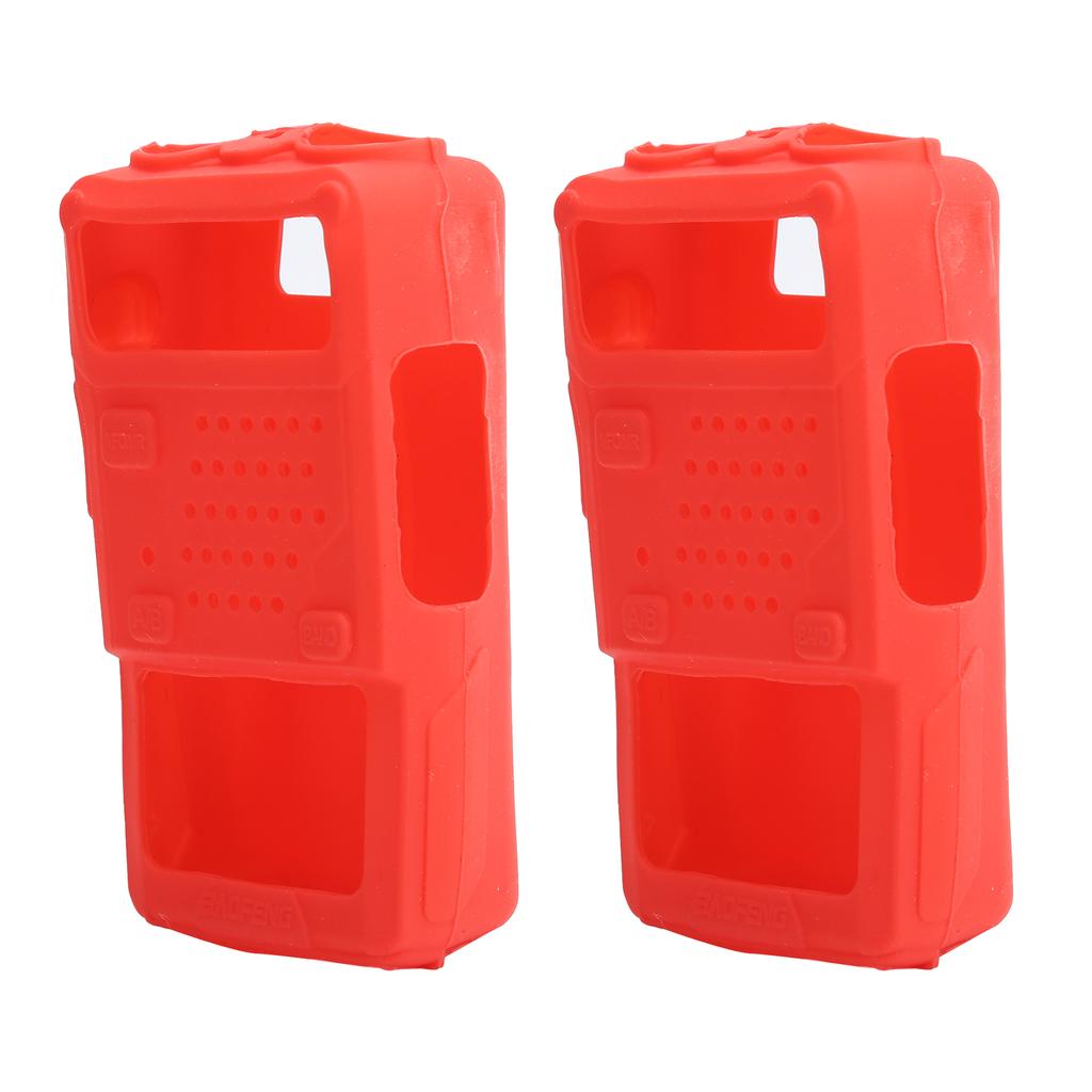 2 Stück Mini Walky Talky Silikon Schutzhülle Weiche Hülle Zwei-Wege-Radio Schutz für Baofeng UV5R(rot )