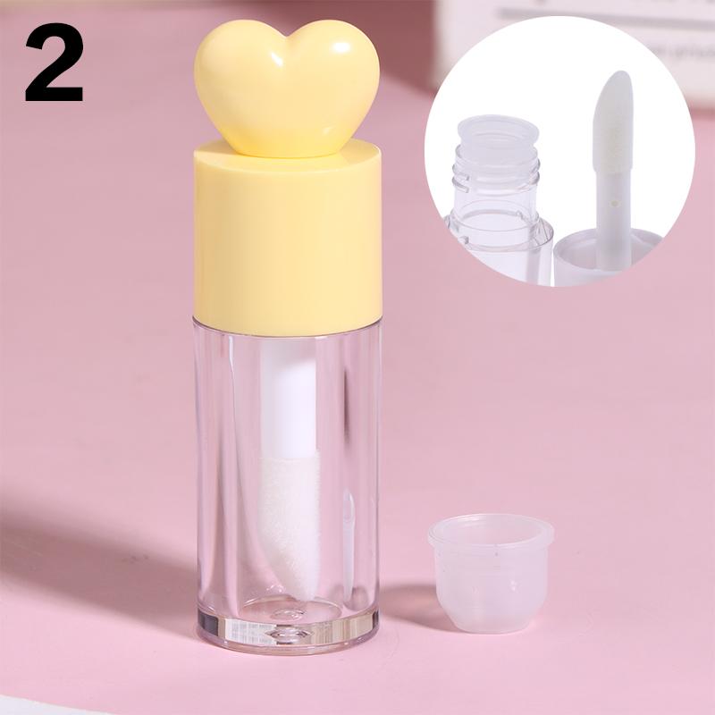Tubes de Gloss Mignons en Forme de Cœur Transparents Rechargeables 4ml Contenants Cylindriques avec Applicateur Baguette pour Baume à Lèvres et Gloss DIY