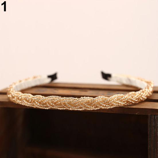 Women Fashion Beads Rhinestone Head Chain Headband Head Piece Hair Band