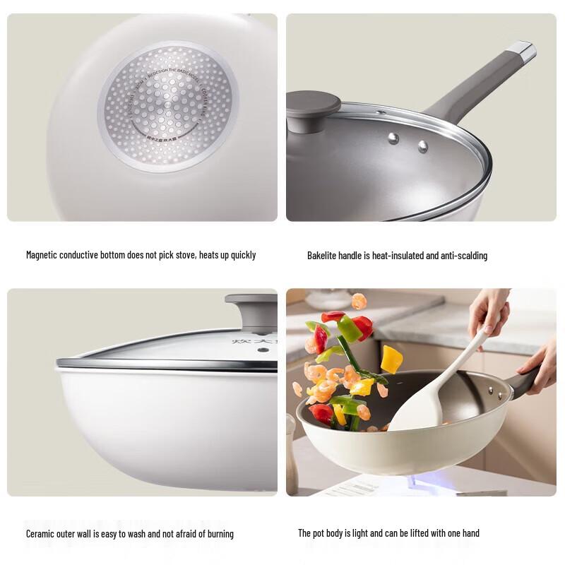 COOKER KING 32cm Non-Stick Flat Bottom Wok