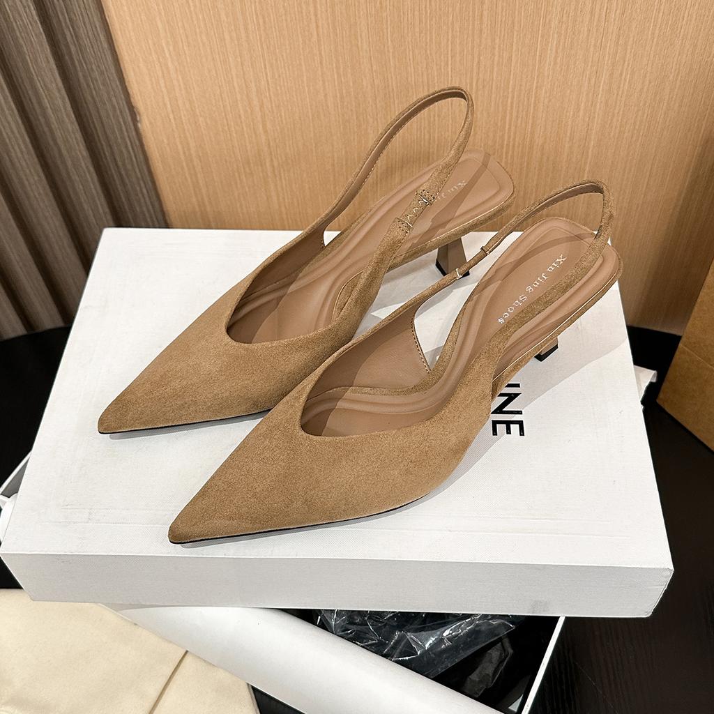 623-12 retro high heels bag head single shoes new spring and summer Korean version pointed head thin heel single shoes simple women's shoes