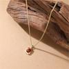 Arvaleff Luxury Red Agate Pendant Necklace for Girls - Copper Retro Spring Design