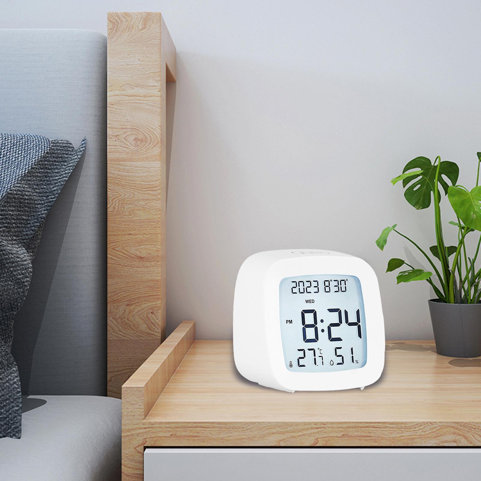 

Small Digital Alarm Clock Bedside Clock 8.2x4.7x8cm 12 Hour/24 Hour with Temperature Compact for Home Office Multipurpose белый