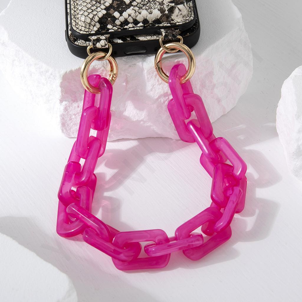 Handmade Colorful Patch Phone Strap Universal Acrylic Lanyard with Chunky Mobile Phone Charm Accessories Chain