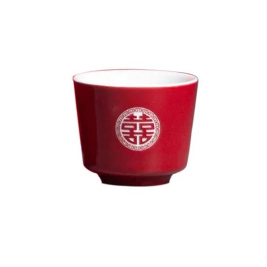 Chinese Retro Red Wedding Ceramic Teacup Tea Cup Set Porcelain Coffee Mugs Teaware Ceremony Luxury Souvenir Gifts A