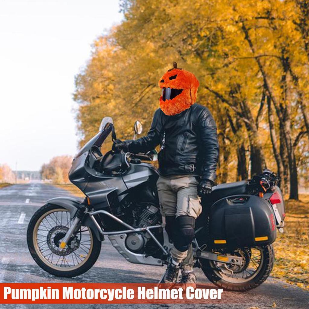 Cartoon-Plüsch Halloween Kürbis Motorradhelm-Abdeckung, Lustige Schutzkappe für Weihnachts-Motorradzubehör