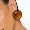 1 Pair Stud Large Round Earrings with Earrings for Women Amber Resin Matte