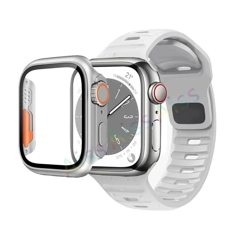 Case+Strap For Apple Watch Band 45mm 44mm 42mm 40mm Smart Silicone Bracelet Iwatch Series 3 4 5 6 Se 7 8 Change To Ultra Case