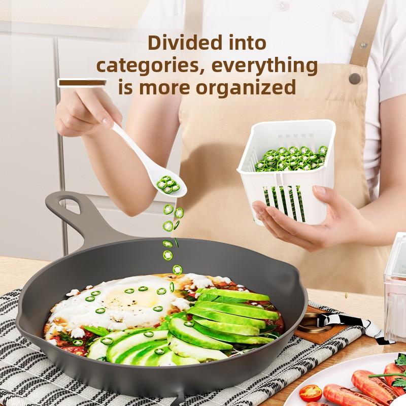 3-layer Fresh-keeping Box, Container for Draining and Storing Scallions, Ginger and Garlic, Kitchen with Lid, Fresh-keeping Box