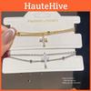 Cross Pendant Bracelet With Zircon Stones For Women Elegant Jewelry Gift