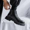 Fashion Black thick soled men's boots Fashionable and versatile design styles Daily outdoor motorcycle Fashion party business shoes Hot