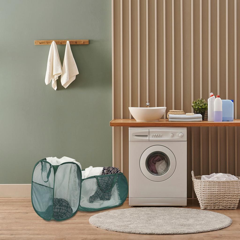 Home Bathroom Mesh Storage Basket Mesh Laundry Hamper Collapsible Laundry Baskets Bag for Laundry Room Travel 36 x 36 x 58cm