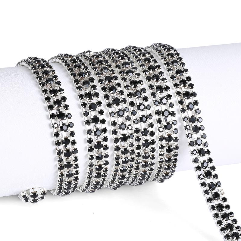 3 Reihen Krallenkette Ss8Ss16 Farbe Dichtes Strassband Strasskette Metall Glasbohrer DIY Schmuckzubehör